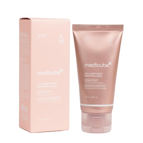 Medicube Collagen Overnight Wrapping Peel Off Face Mask Pack - Elasticity & Hydration Care, Reduces Sagging & Dullness - Hydrolyzed Collagen for Glowing Skin - Korean Skin Care