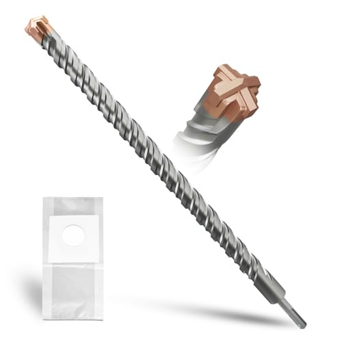 Image of METOTY SDS Plus Hammer Drill Bit 25mm×460mm, with 4 Carbide Cutting Edges, Head with Coating, Masonry Drill, Hammer Drill, Concrete Drill, for Stone, Concrete, Natural Stone, Brick Wall