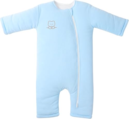 Image of Premium Cotton Baby Sleep Sacks with Legs Warm Winter 6-12 Months 2.5 Tog Ultra-Soft Wearable Blanket Sleeping Bag for Easy Diaper Changing Transition Unisex Sleep Bags for Newborn Infant Girls Boys