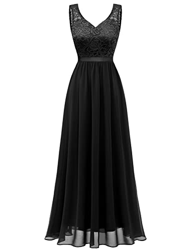Gardenwed Schwarzes Abendkleid GDQCDE082 M