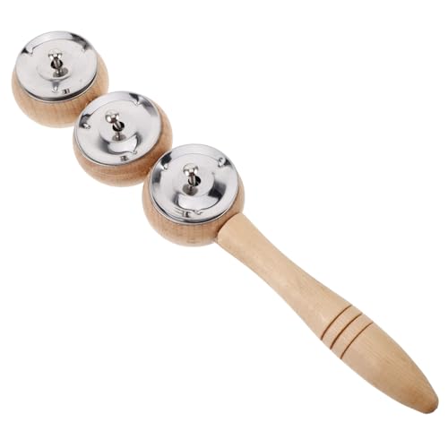 SUPVOX 3 Hand Bells Wooden Shaker Jingle Bells Stick for Boys and Girls Music Therapy Tools Christmas Decor