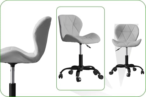Image of Amazon Brand - Umi Home Swivel Height-Adjustable Faux Leather Office Computer Study Desk Chair for Salon, Spa in Light Grey Color