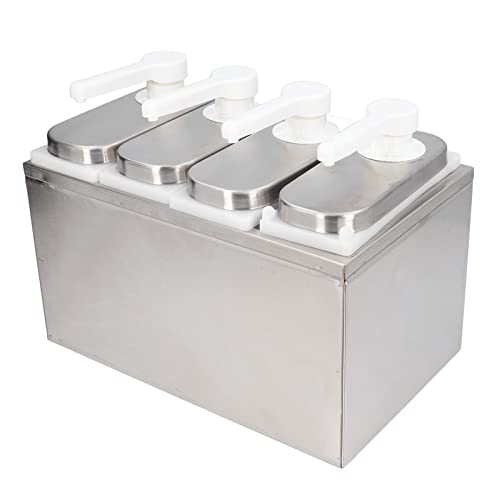 Bomba Dispensadora de Salsa Bomba Exprimidora de Condimentos Eficiente para Cocina Restaurante con Base - Contenedor de Bomba de Condimentos de Acero Inoxidable para el Hogar,