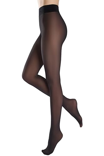 Image of leg elegant Fleece Lined Tights Women Sheer Warm Pantyhose Leggings Fake Translucent Thermal Winter Thick Tights for Dresses