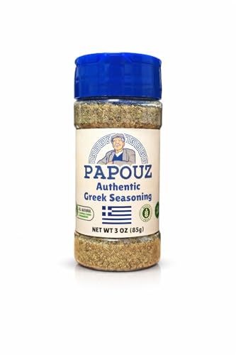 Papouz Greek Seasoning All-Purpose Mediterranean Seasoning & Rub - Spice Mix For Chicken, Potatoes, Beef, Lamb, Pork, Fish, Gyros, Souvlaki, Pizza & Salads-No Msg, 3 Oz