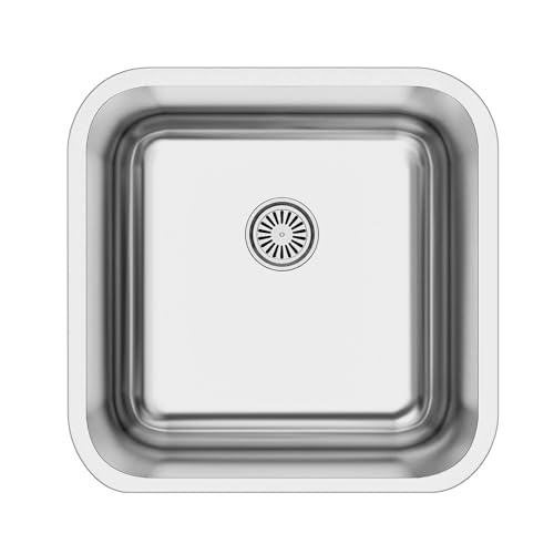 EDESA Fregadero FUJI BE 40X40 1C R-60 /A Bajo Encimera Intalación Mueble 45 CM 1 Cubeta Cuadrada Base Fondo Absorbente Acabado Inox
