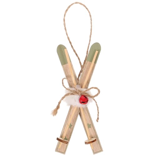 EXCEART Christmas Sled Ornaments Ski Xmas Ornament Mini Sleigh Snow Ski Hanging Christmas Tree Ornament Miniature Wood Christmas Ski Xmas Tree Decor