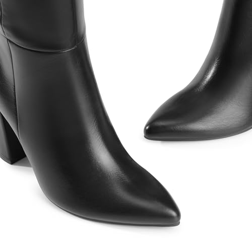 DREAM PAIRS Knee High Boots Women Chunky Heel Pointed Toe Tall Boots for Women Side Zipper Long Boots4