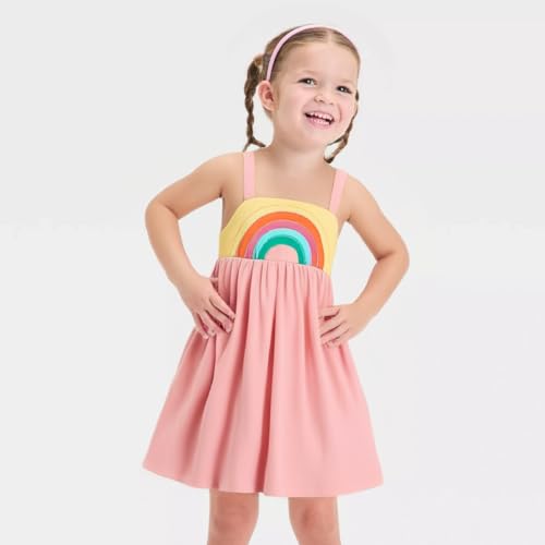 Frogwill Toddler Girls Fifties Summer Dress Blue Rainbow 2-7Y4