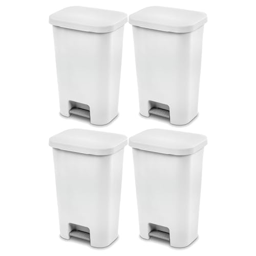 Caneca de basura rectangular Sterilite 11.9 galones blanco 4 unidades