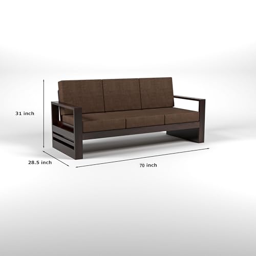 Image of Solid Sheesham Wood 5 Seater Sofa Set (3+2) - Elegant Wooden Sofa Set for Your Stylish Living Room & Home (Design 1)