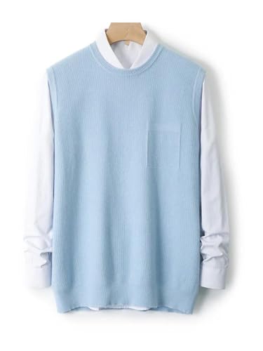 Men's Merino Wool O-Neck Sleeveless Sweater Vest Casual Pullover Knit Waistcoat Winter Warm Basic Top2