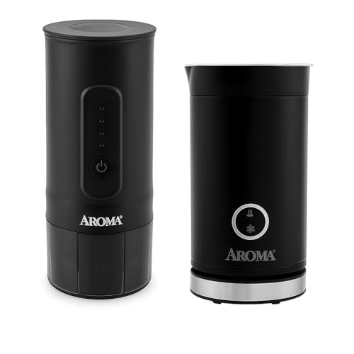 AROMA Portable Espresso Maker Plus 4-in-1 Hot & Cold Milk Frother