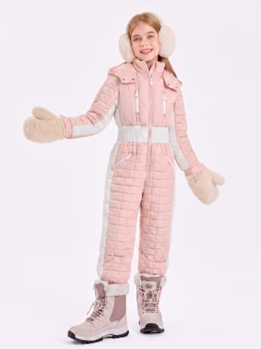 Image of Haloumoning Kid Snowsuit Girls Hooded Waterproof Insulated Ski Suit