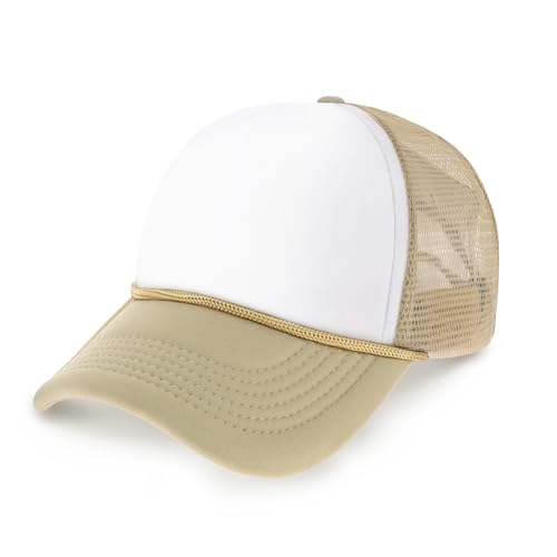 Image of CHOK.LIDS Classic Foam Trucker Hat Summer Mesh Rope Cap Solid Two Toned Blank Hat Mens Womens Adjustable Strap Light Weight