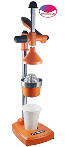 Image of Aluminium Hand Press Citrus Fruit Juicer, Manual Cold Press Juicer and Squeezer for Fruits and Vegetables - Big (Made in India) (orange color)