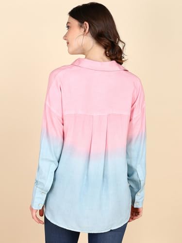 Image of Maaesa - Women Handcrafted Ombre Tie & Dye Rayon Shirt | Casual & Office Wear | Oversized Fit | Long Sleeve | Breathable & Lightweight Fabric