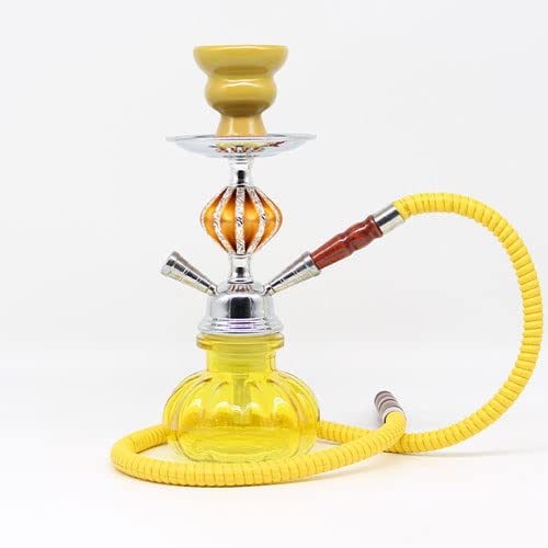 水タバコ 水パイプ ミニシーシャ セット シーシャ 本体 ホース セラミックボウル Shisha Hookah 利用可能な5色 NHMTシーシャ(Yellow)