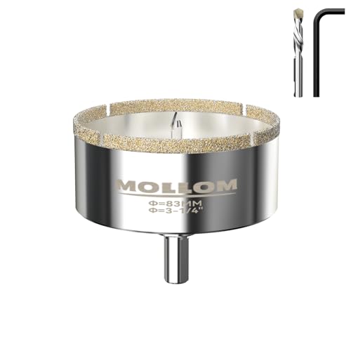 Image of MOLLOM 3-1 /4 inch (83mm) Diamond Hole Saw with 2 Pilot Drill Bit