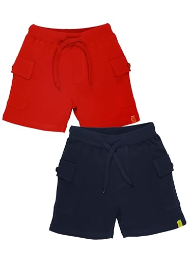 Image of KiddoPanti Boys 100% Cotton Knitted Above Knee Length Basic Cargo Shorts