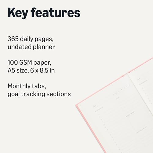 Amazon Basics Daily Planner with Monthly Tabs, A5 Size, Hardcover, Baby Pink - image 9
