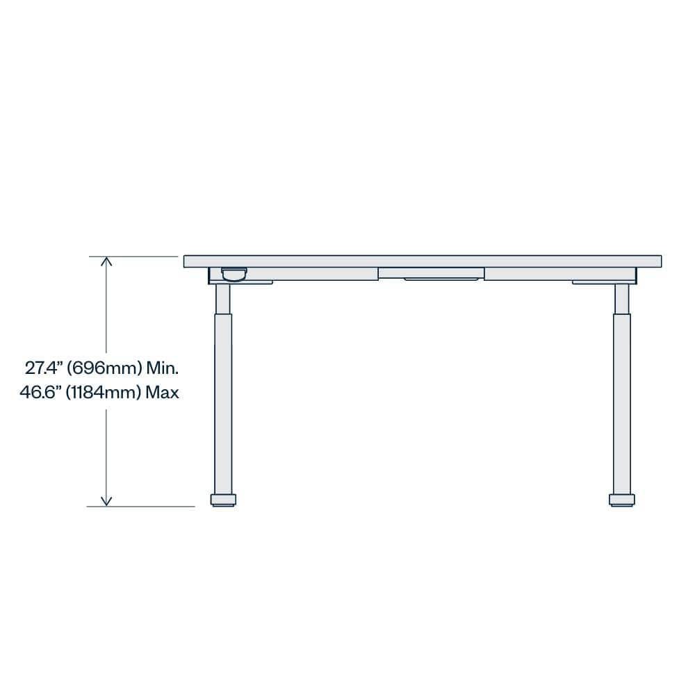 Haworth Upside Sit-to-Stand Home Office Standing Desk with Simple Paddle - 23 D x 58 W Linen Top — view 3