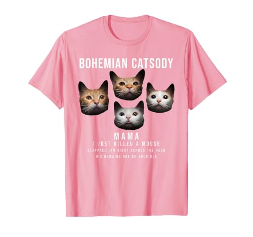 Bohemian Catsody Mama I Just Killed A Mouse Cat Parody T-Shirt, Men, Pink, 3X-Large