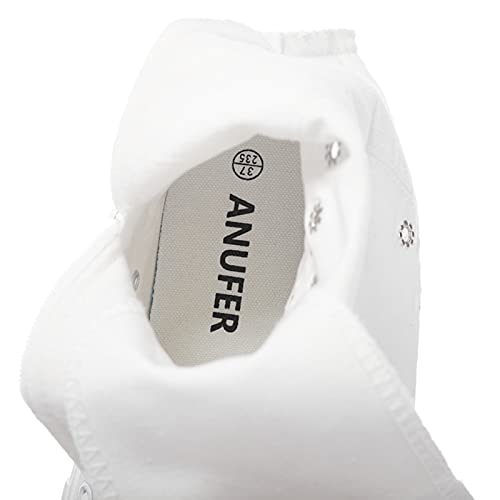 Image of ANUFER Women Fashion Canvas Dance Boots Knee High Bicycling Boots Girls Fancy School Shoes
