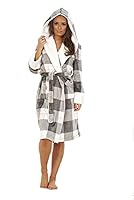 Keanu Ladies Check Print Robe Matching Mini Me Mother Daughter Dressing Gown - Pink/Grey Check - 8-10