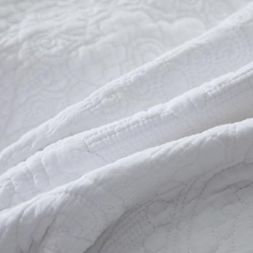 Brandream 20231018QS003 White Damask Quilt Set Queen King Size Cotton Luxury Matelasse Quilt Bedding Set Farmhouse Comforter Set thumb #6