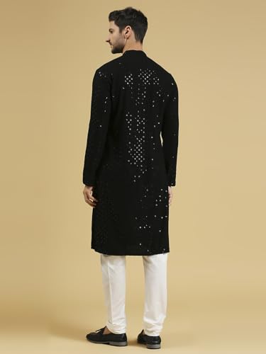 Image of Rajubhai Hargovindas Men Chikankari and Sequin Work Kurta