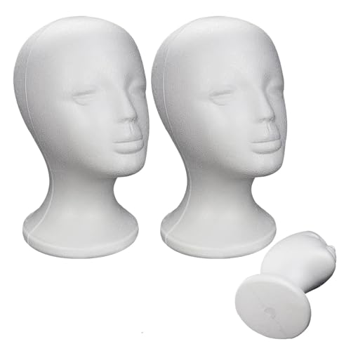 Mannequin En Mousse De Polystyrène Pour Femme, Lot de 2 Tête De Mannequin Pour Perruque, Support Pour Perruques Et Chapeaux, Accessoires Pour La...