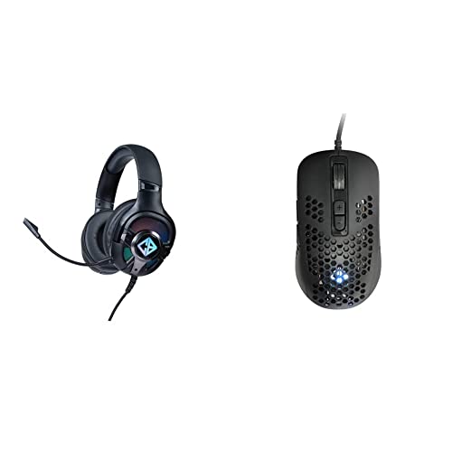 Image of Cosmic Byte Oberon 7.1 RGB Gaming Headset with Dual Input- USB and 3.5mm Jack & Orcus RGB Honeycomb Gaming Mouse with Software, Ultra Lightweight 74Grams, Braided Cable (Black)