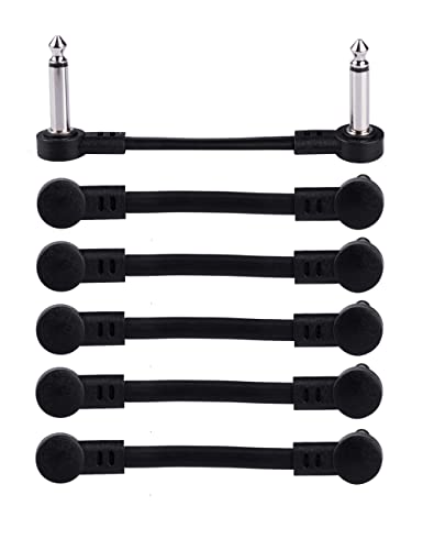 rayzm câble patch guitare, câble de jonction pour instruments 6,35mm pour pédales d'effets pour guitare/basse, câbles de jonction pour pédales 5cm (6-Pack)