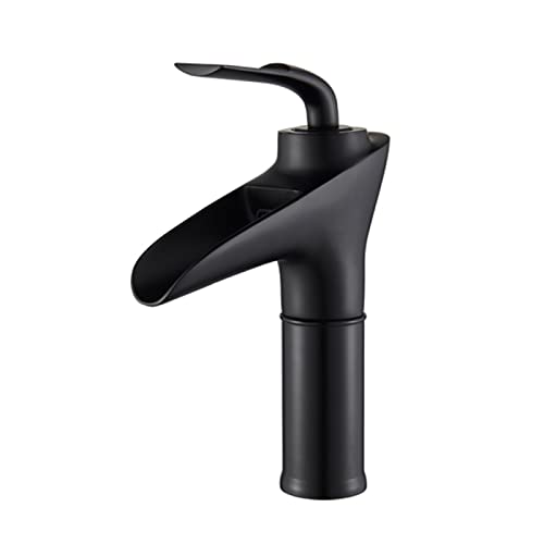 Robinet mitigeur de lavabo cascade anti-éclaboussures en laiton noir
