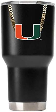 Gametime Sidekicks Miami 30oz Black Tumbler - Officially Licensed, 18/8 Stainless Steel, Double-walled, Vacuum-insulated, UV LED Printed Logos, Sweatless, Stays Hot/Cold - UChain