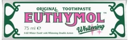 Euthymol Original Whitening Toothpaste 75ml (1) Made in Korea 9.6X Whiter Teeth Double Action Fluoride & Vitamin E Fights Cavities & Gingivitis Non-GMO Gluten-Free Recyclable Packaging