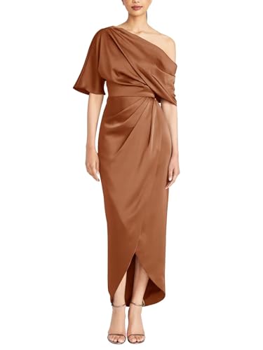 Bedlover One Shoulder Satin Mother of The Bride Dresses Tea Length Formal Evening Party Gowns for Women