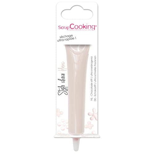 SCRAP COOKING - Stylo Choco Blanc - Crayon Alimentaire Pâtisserie 25 g - Stylo Décoratif Comestible - Écrire & Dessiner sur Desserts, Gâteaux & Biscuits...