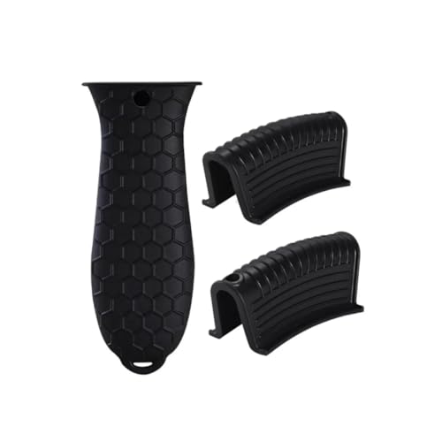 Kit 3 Peças Capa Protetora Para Alça E Cabo De Panela - Isolamento de Calor e Antiderrapante, Pegador de Silicone Anti-Queima de Mãos, Cabo de Frigideira e Alça de Panela – HEISIL (PRETO)