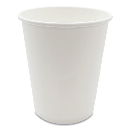 Paper Hot Cups, 8 oz, White, 50/Sleeve, 20 Sleeves/Carton