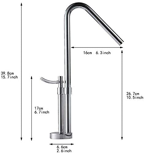 Grifo de lavabo alto con caño giratorio universal para baño moderno 4