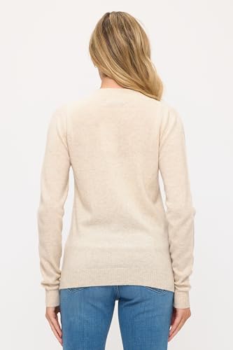 Image of Women's 100% Cashmere Soft Long Sleeve Crew Neck Open Zip Cardigan
