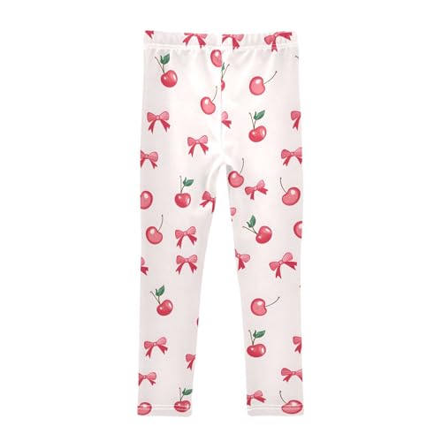 Cute Cherry Bow Pink Girls Leggings Soft Stretch Workout Yoga Dance Pants for Kids Casual Tights2