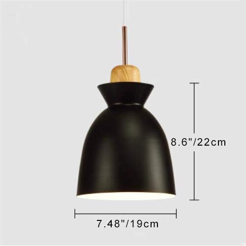 Wooden Socket Pendant Light H-Type Track Light Pendants 3.2 ft Cord Macaron Black Lampshade Light Fixtures Nordic Minimalist Lighting Loft Style Lamps for Dining Room Bulbs Not Included