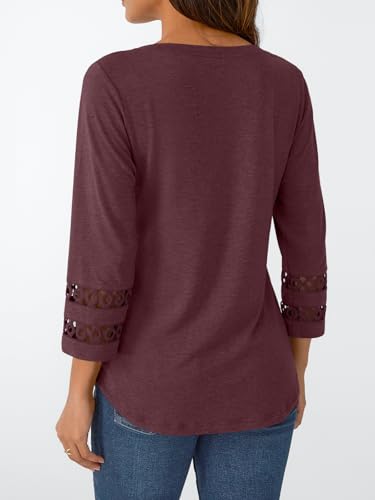 Trendy Queen 3/4 Length Sleeve Womens Tops V Neck Tunic Dressy Casual Business Ladies Fall Fashion Outfits 20254