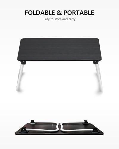Image of ZEAPTAC Laptop Bed Desk, Foldable Lap Desk, Portable Laptop Stand, Lightweight & Mini Table for Breakfast /Picnic /Drawing /Couch /Floor - Black