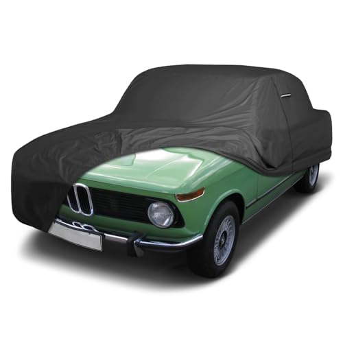 Image of iCarCover Premium Custom Car Cover for 1975-1977 BMW 1502 Heavy Duty Waterproof All Weather Rain Snow UV Sun Protector Custom Fit Full Exterior Indoor Outdoor Protection Car Cover (Black)