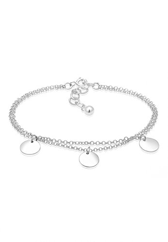 Elli Pulseras Mujeres Círculo Placa Capas Geo en Plata de Ley 925