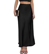 VividMosaic 2024 Satin High Waisted Maxi Skirt Silk A-Line Spring Summer Casual Long Skirts for W...